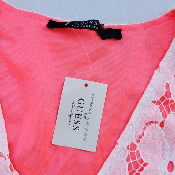 New Women's GUESS Zip-Front Woven Crop Top sz L - Picture 5 of 7